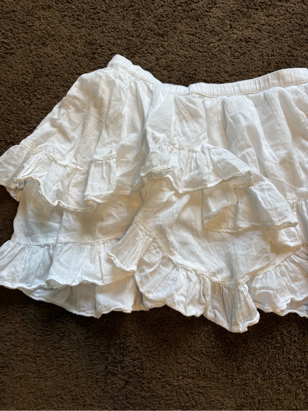 Aerie White Tiered Ruffle Cotton Blend Skirt size small- NWOT